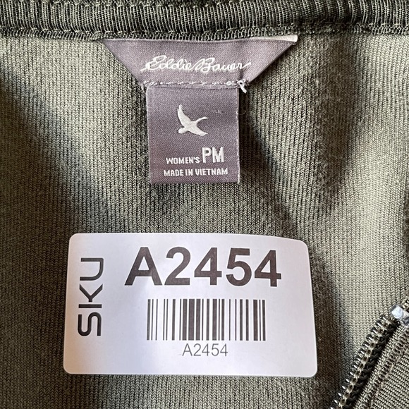 Eddie Bauer Hooded Full Zip Sweater Women Size PM Green Pocket Velvet Velour - Picture 2 of 11